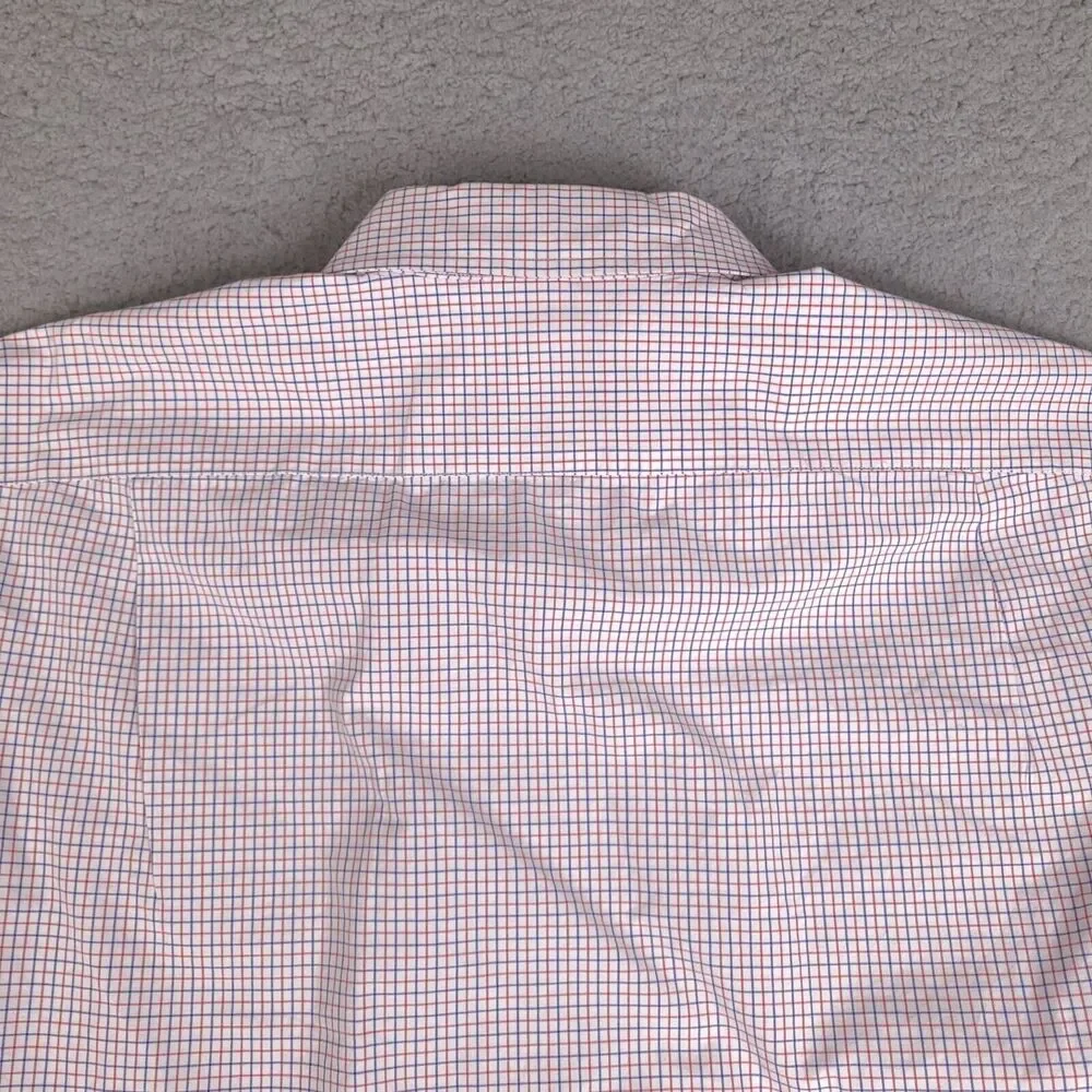J Crew Shirt Mens XL White Blue Red Plaid 2 Ply‎ Cotton Button Down Long Sleeve